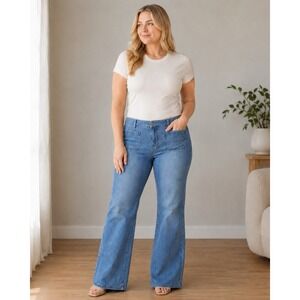 Tommy Hilfiger Blue Mid Rise Regular Fit Bootcut Slight Flare Jeans 12